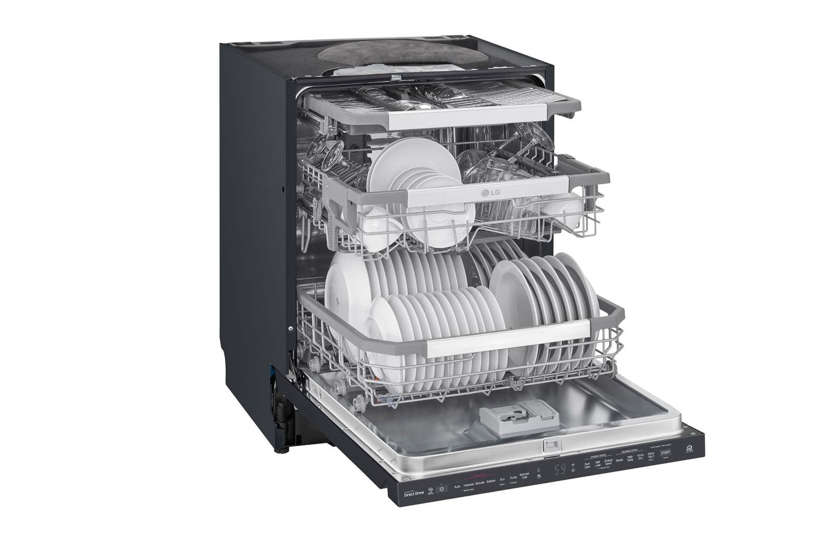 LG QuadWash™ Steam-opvaskemaskine (Matte Black Stainless Steel), Energiklasse D, Auto Open Dry-funktion og Smart Diagnosis™ med Wi-Fi, SDU527HM