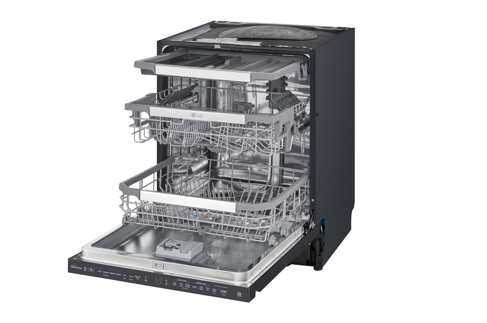 LG QuadWash™ Steam-opvaskemaskine (Matte Black Stainless Steel), Energiklasse D, Auto Open Dry-funktion og Smart Diagnosis™ med Wi-Fi, SDU527HM