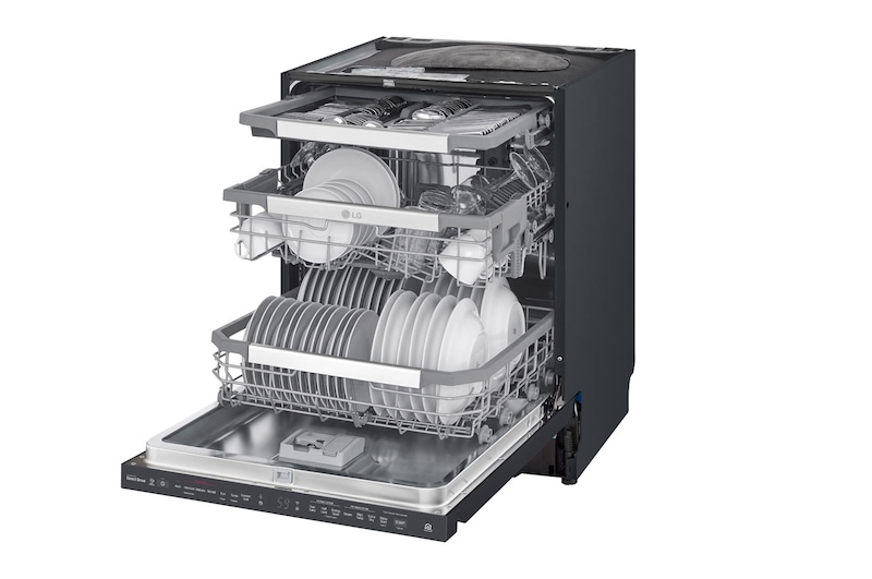 LG QuadWash™ Steam-opvaskemaskine (Matte Black Stainless Steel), Energiklasse D, Auto Open Dry-funktion og Smart Diagnosis™ med Wi-Fi, SDU527HM