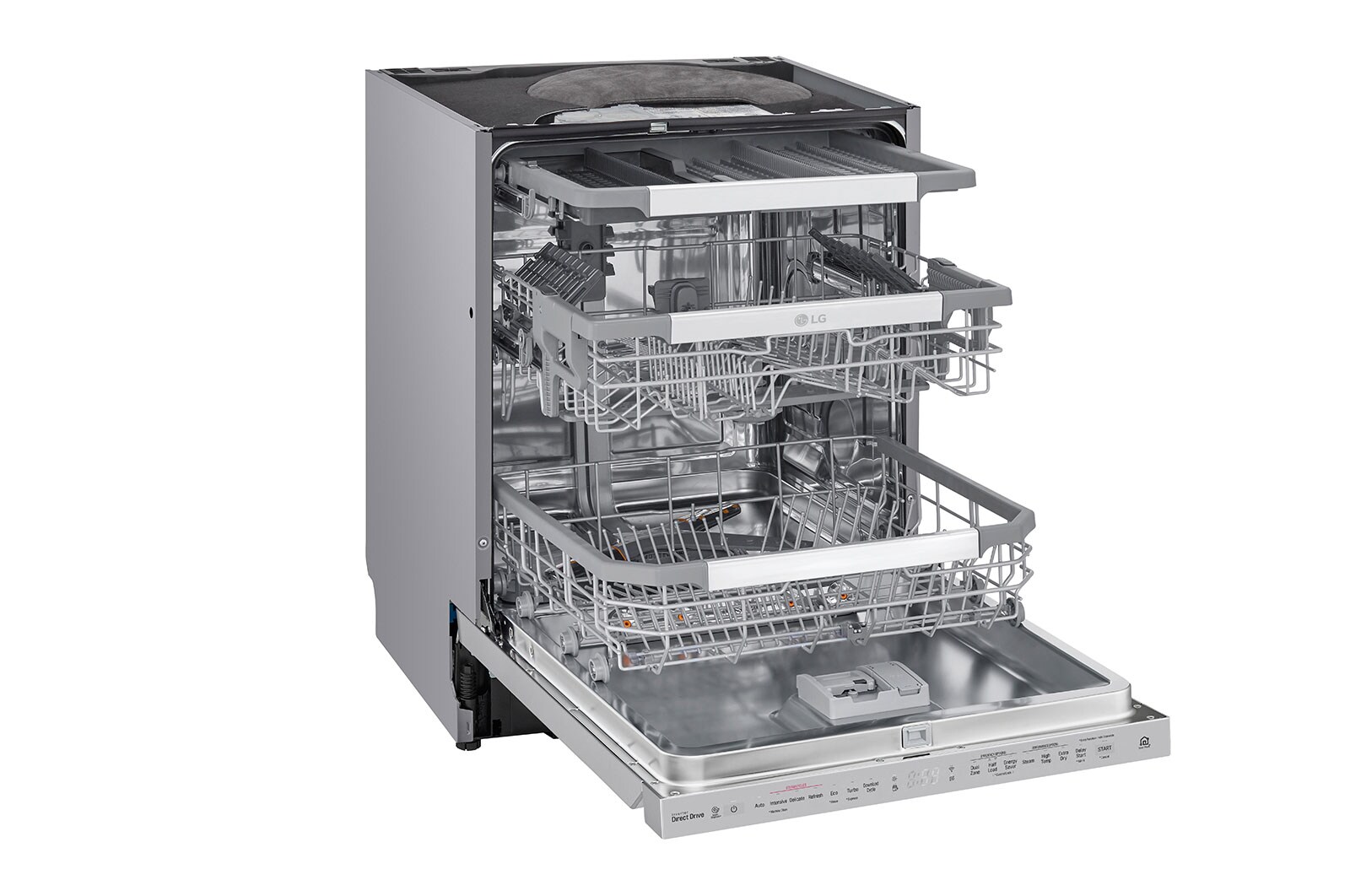 LG QuadWash™ Steam-opvaskemaskine (Noble Steel) Energiklasse D, Auto Open Dry-funktion og Smart Diagnosis™ med Wi-Fi, SDU527HS