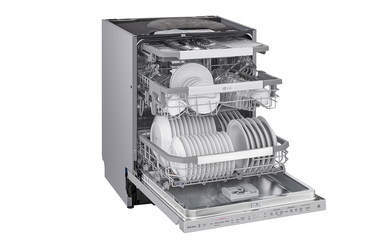LG QuadWash™ Steam-opvaskemaskine (Noble Steel) Energiklasse D, Auto Open Dry-funktion og Smart Diagnosis™ med Wi-Fi, SDU527HS
