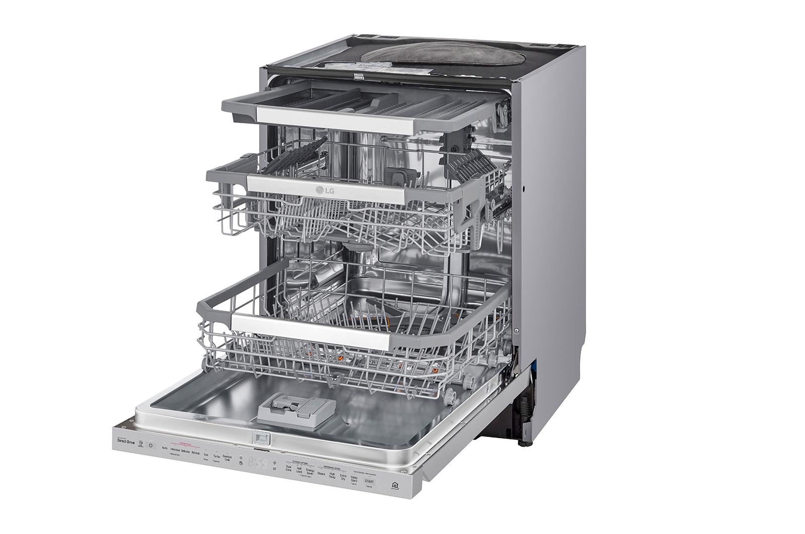 LG QuadWash™ Steam-opvaskemaskine (Noble Steel) Energiklasse D, Auto Open Dry-funktion og Smart Diagnosis™ med Wi-Fi, SDU527HS