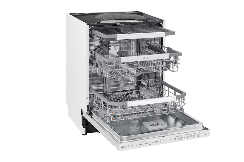 LG QuadWash ™ Steam-opvaskemaskine (Hvid) Energiklasse D, Auto Open Dry-funktion og Smart Diagnosis™ med Wi-Fi, SDU527HW