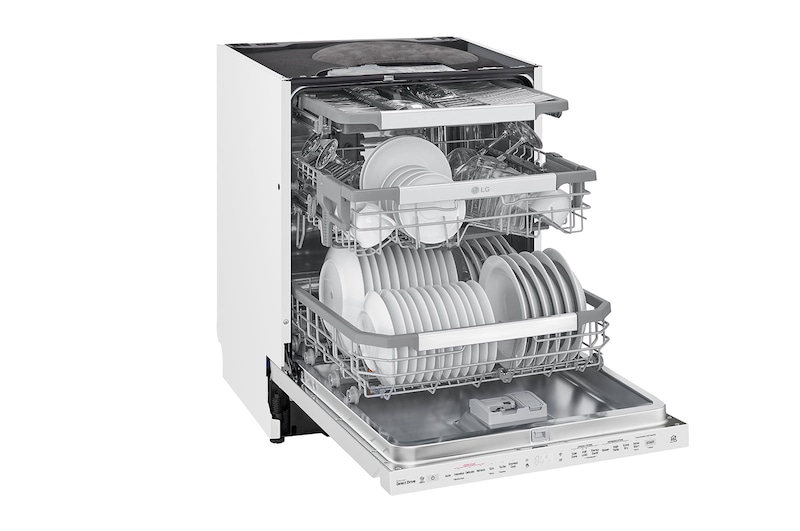 LG QuadWash ™ Steam-opvaskemaskine (Hvid) Energiklasse D, Auto Open Dry-funktion og Smart Diagnosis™ med Wi-Fi, SDU527HW