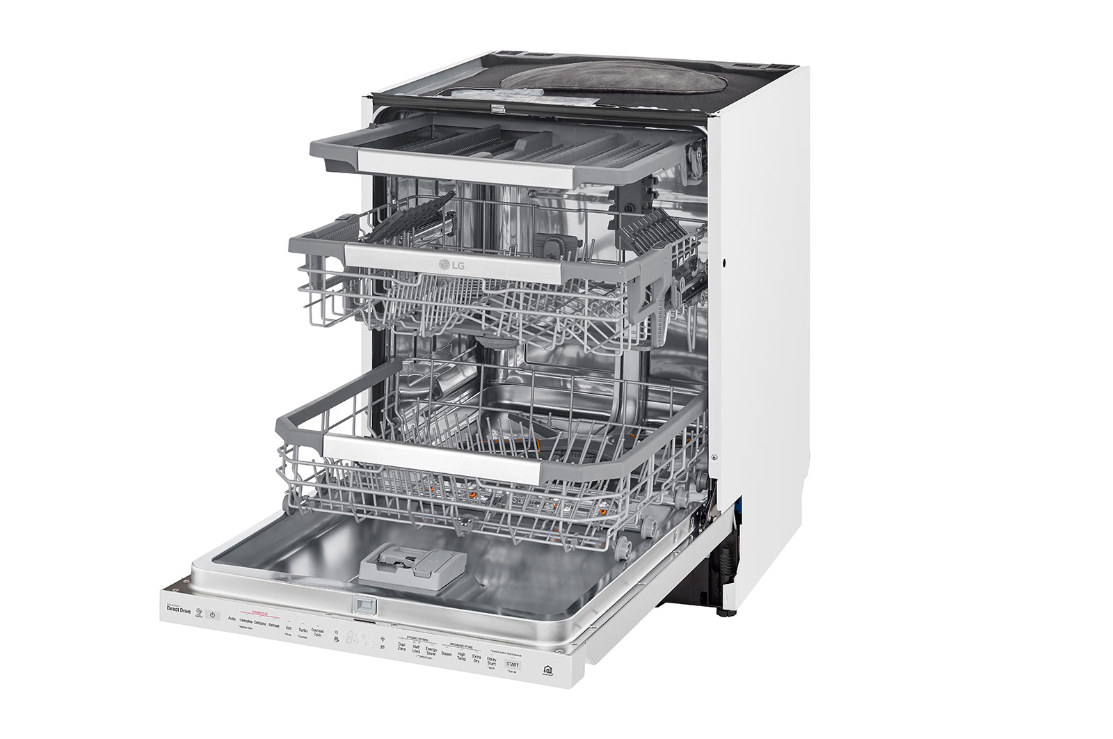 LG QuadWash ™ Steam-opvaskemaskine (Hvid) Energiklasse D, Auto Open Dry-funktion og Smart Diagnosis™ med Wi-Fi, SDU527HW
