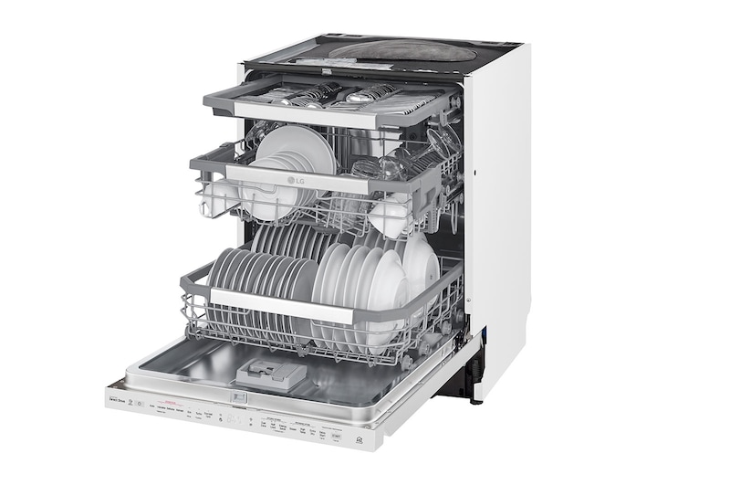 LG QuadWash ™ Steam-opvaskemaskine (Hvid) Energiklasse D, Auto Open Dry-funktion og Smart Diagnosis™ med Wi-Fi, SDU527HW