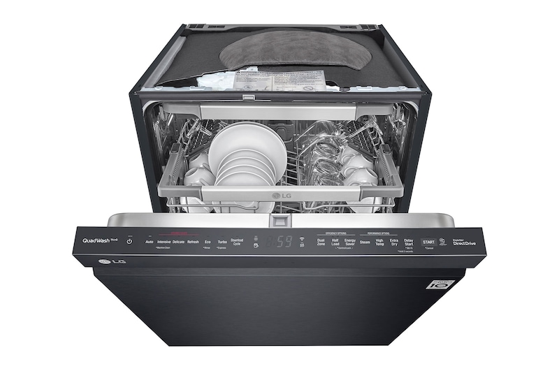LG QuadWash™ Steam-opvaskemaskine (Matte Black Stainless Steel), Energiklasse C, Auto Open Dry-funktion og Smart Diagnosis™ med Wi-Fi, SDU557HM