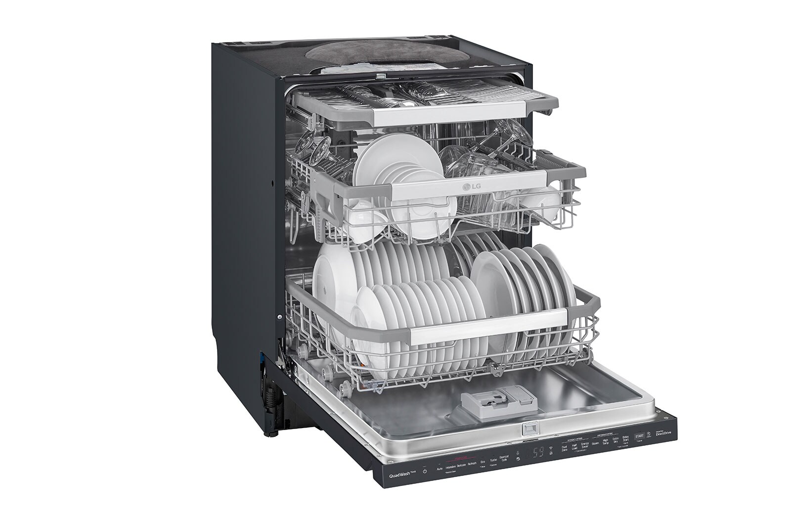 LG QuadWash™ Steam-opvaskemaskine (Matte Black Stainless Steel), Energiklasse C, Auto Open Dry-funktion og Smart Diagnosis™ med Wi-Fi, SDU557HM