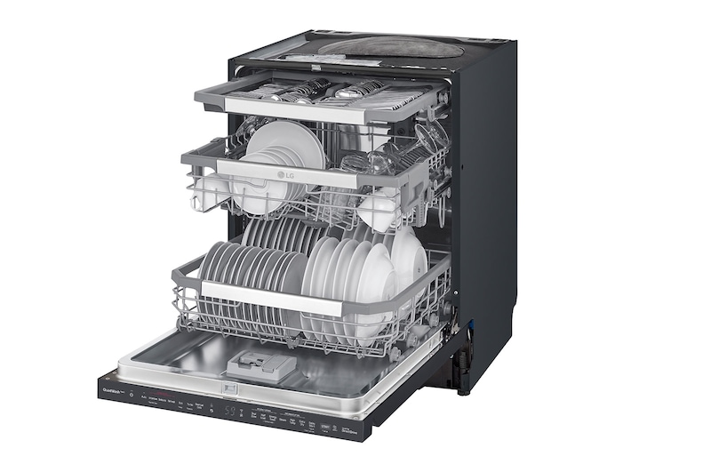 LG QuadWash™ Steam-opvaskemaskine (Matte Black Stainless Steel), Energiklasse C, Auto Open Dry-funktion og Smart Diagnosis™ med Wi-Fi, SDU557HM