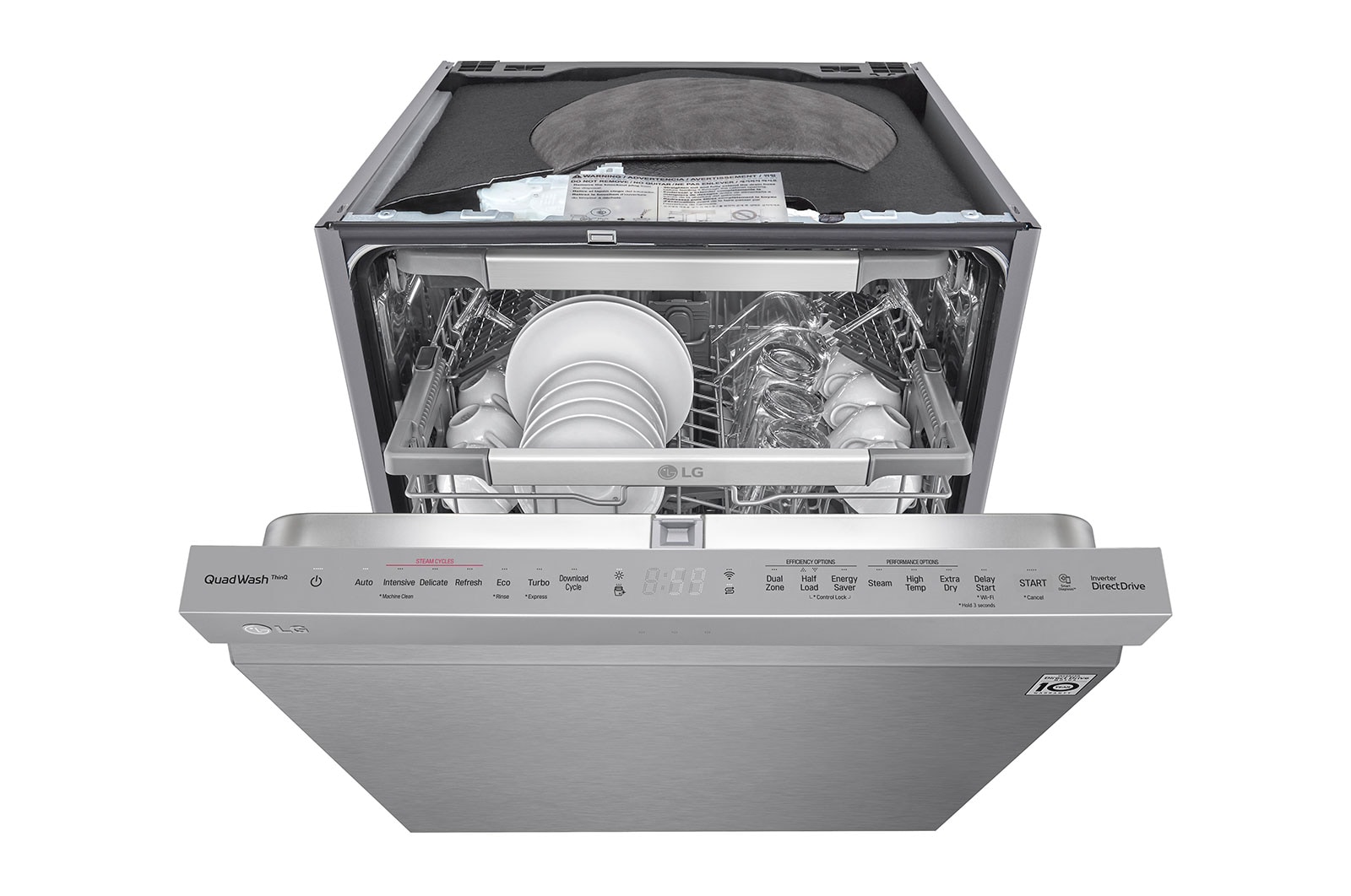 LG QuadWash™ Steam-opvaskemaskine (Noble Steel) Energiklasse C, Auto Open Dry-funktion og Smart Diagnosis™ med Wi-Fi, SDU557HS