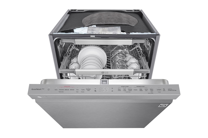 LG QuadWash™ Steam-opvaskemaskine (Noble Steel) Energiklasse C, Auto Open Dry-funktion og Smart Diagnosis™ med Wi-Fi, SDU557HS