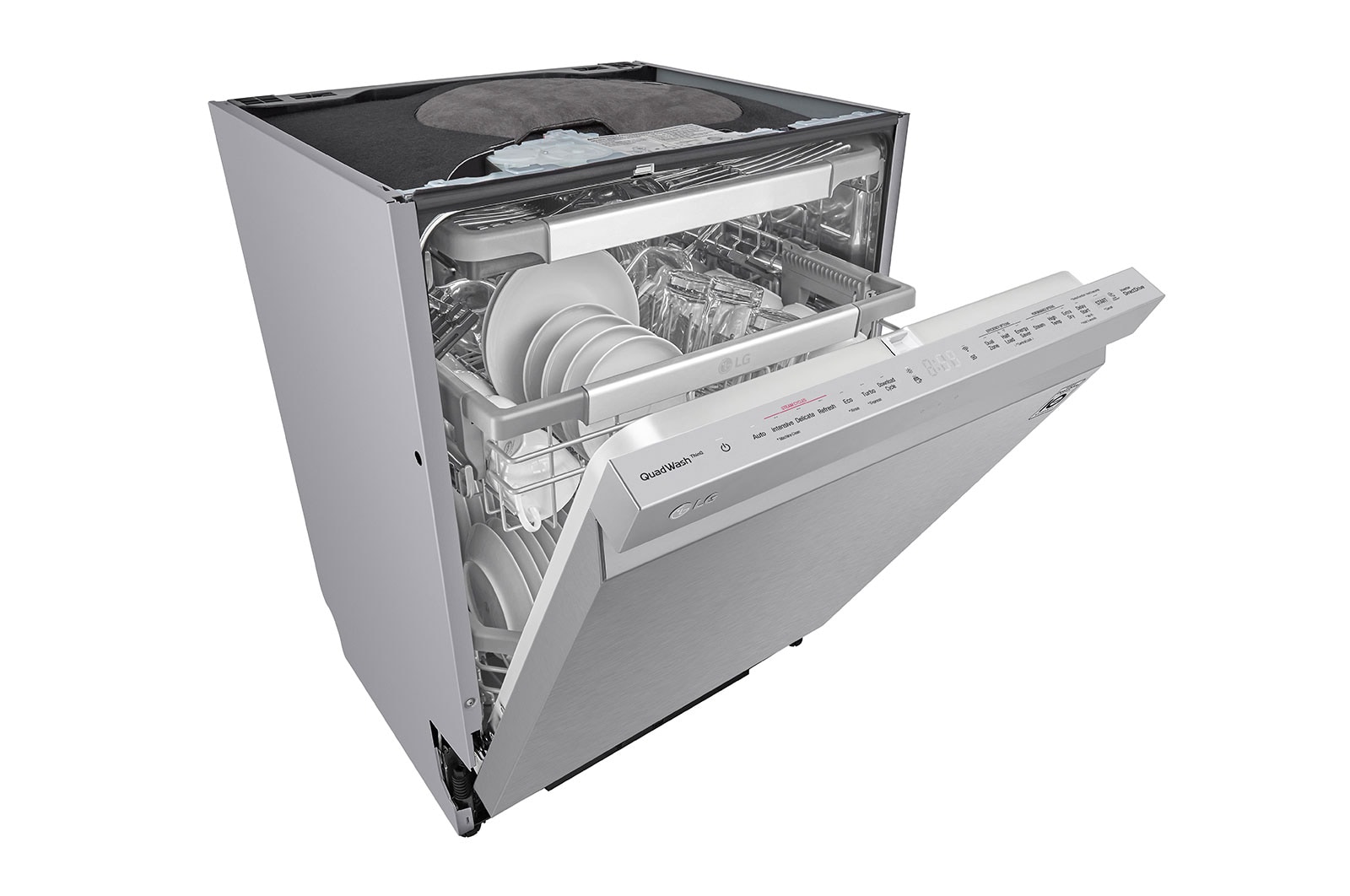 LG QuadWash™ Steam-opvaskemaskine (Noble Steel) Energiklasse C, Auto Open Dry-funktion og Smart Diagnosis™ med Wi-Fi, SDU557HS