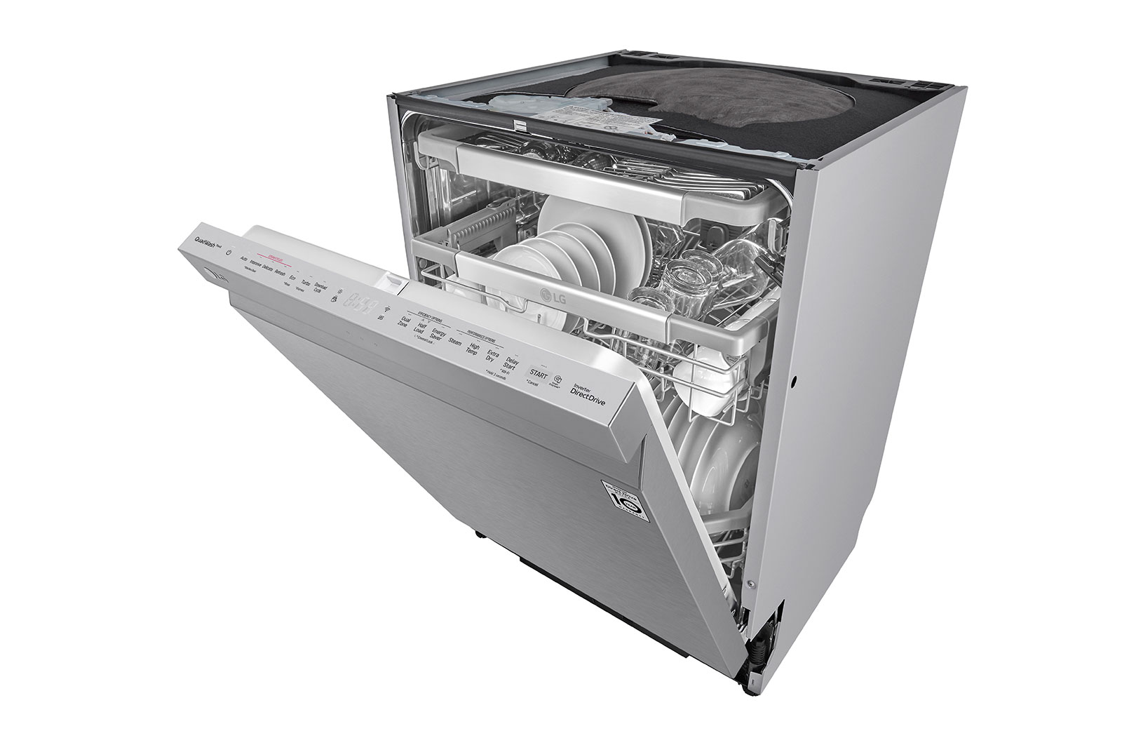LG QuadWash™ Steam-opvaskemaskine (Noble Steel) Energiklasse C, Auto Open Dry-funktion og Smart Diagnosis™ med Wi-Fi, SDU557HS