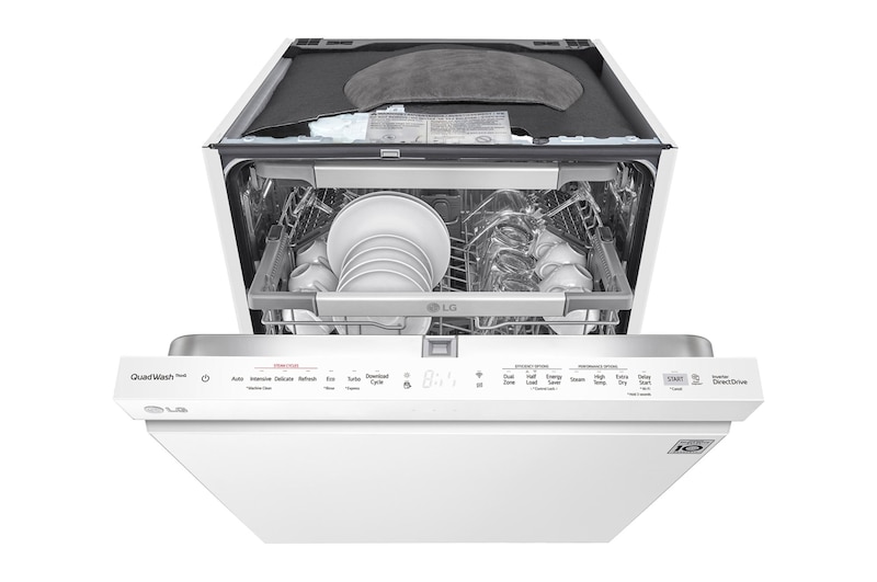 LG QuadWash ™ Steam-opvaskemaskine (Hvid) Energiklasse C, Auto Open Dry-funktion og Smart Diagnosis™ med Wi-Fi, SDU557HW