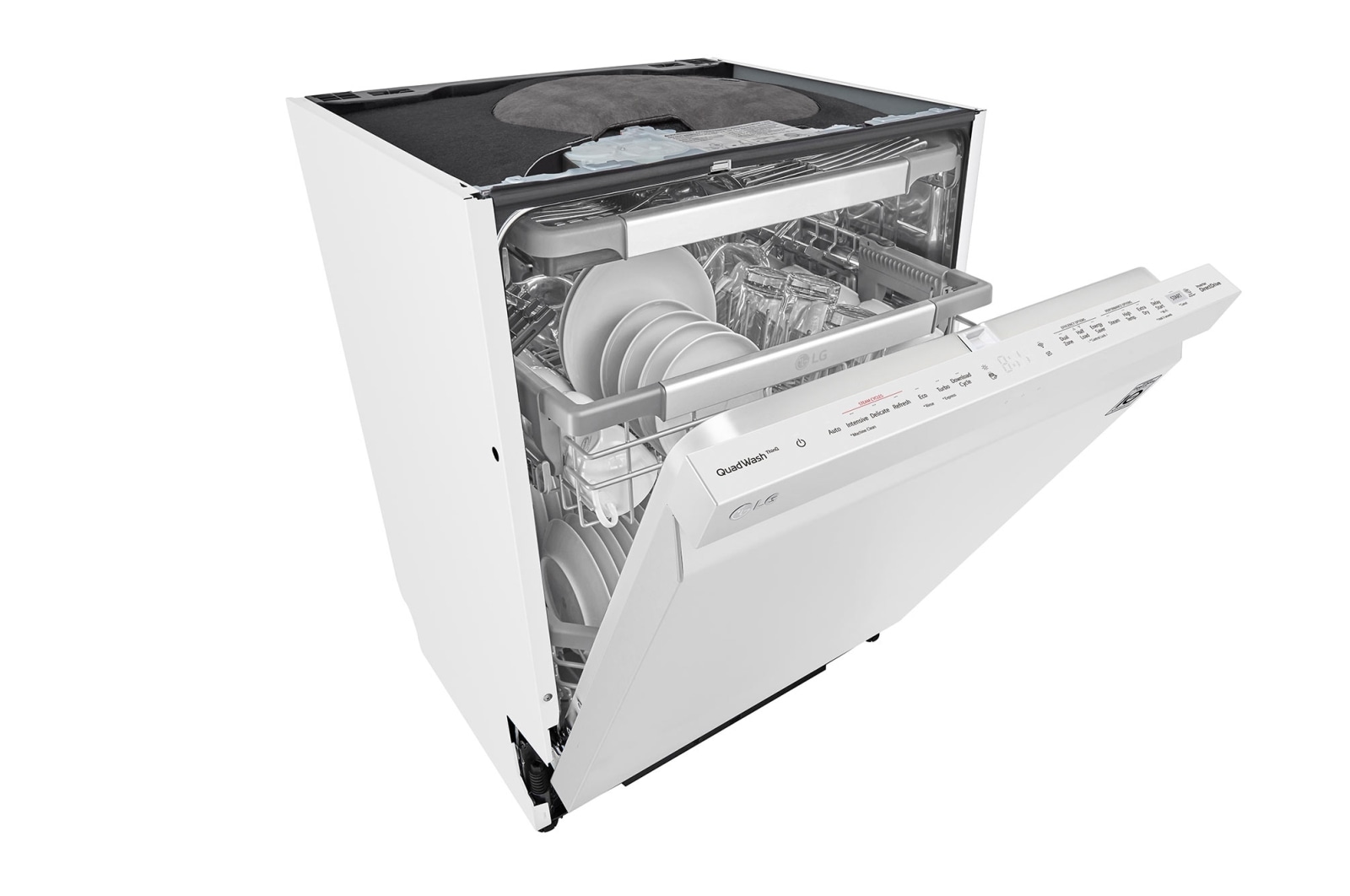 LG QuadWash ™ Steam-opvaskemaskine (Hvid) Energiklasse C, Auto Open Dry-funktion og Smart Diagnosis™ med Wi-Fi, SDU557HW