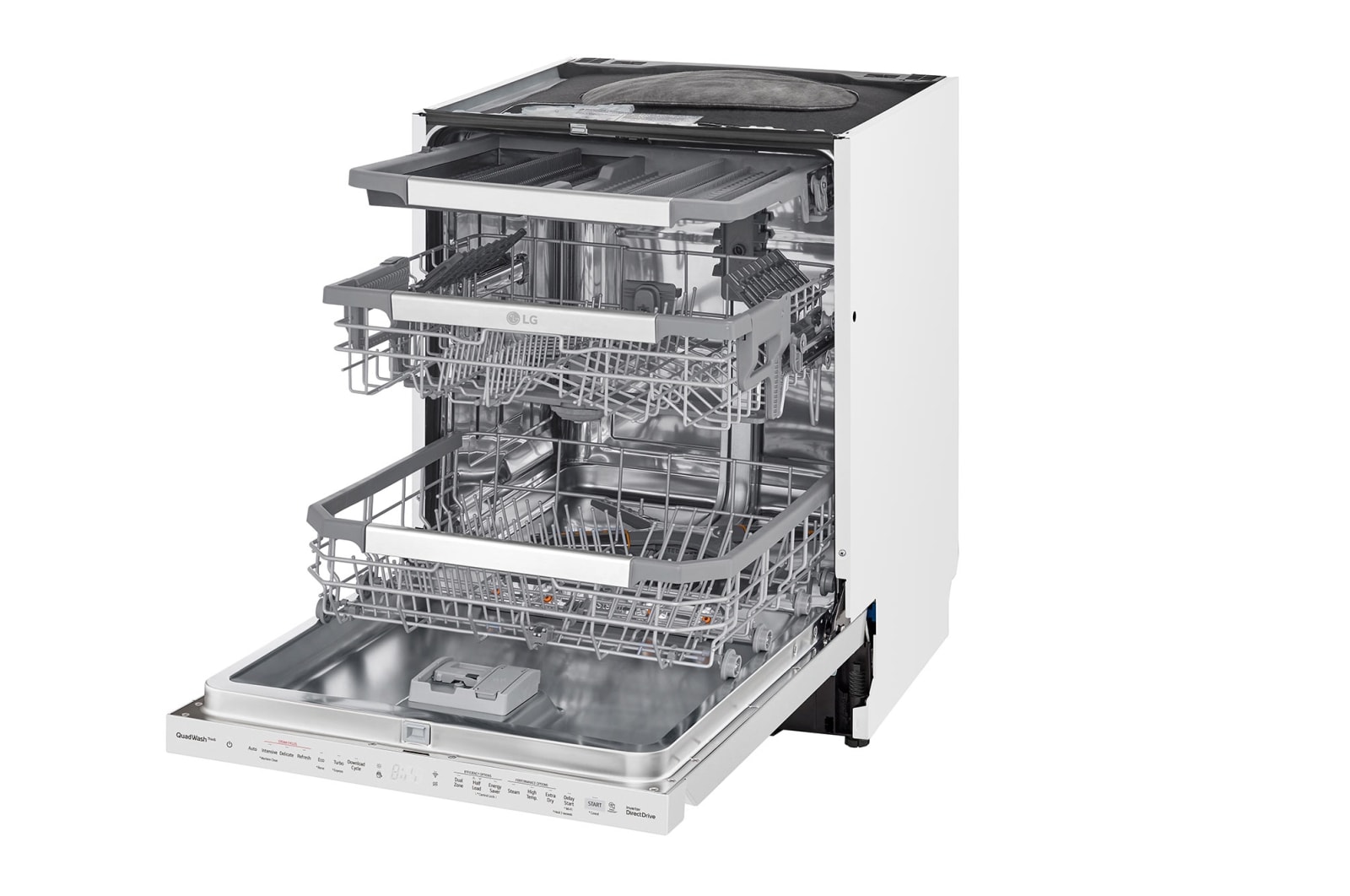 LG QuadWash ™ Steam-opvaskemaskine (Hvid) Energiklasse C, Auto Open Dry-funktion og Smart Diagnosis™ med Wi-Fi, SDU557HW