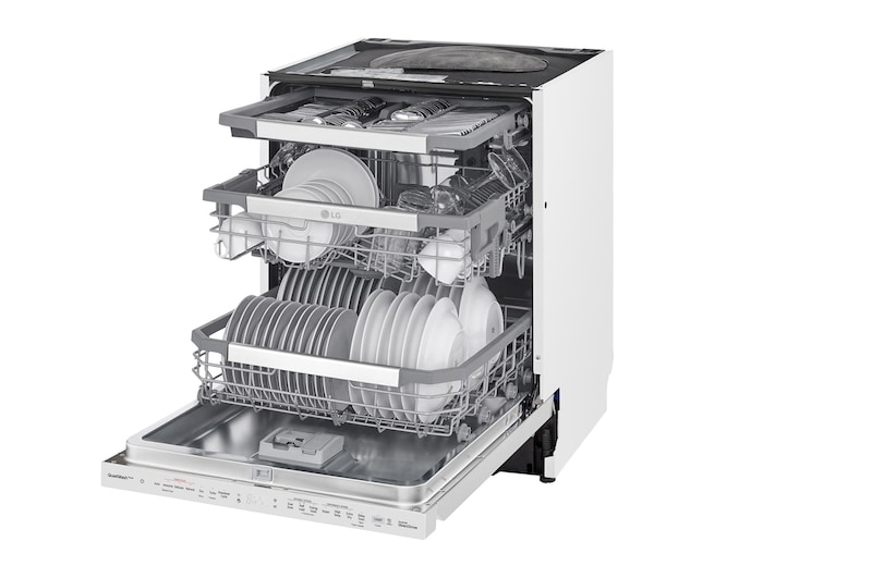 LG QuadWash ™ Steam-opvaskemaskine (Hvid) Energiklasse C, Auto Open Dry-funktion og Smart Diagnosis™ med Wi-Fi, SDU557HW