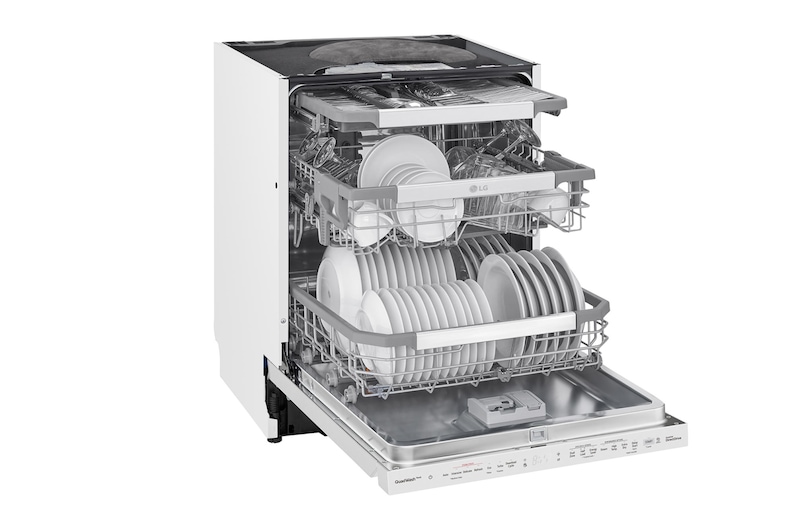 LG QuadWash ™ Steam-opvaskemaskine (Hvid) Energiklasse C, Auto Open Dry-funktion og Smart Diagnosis™ med Wi-Fi, SDU557HW