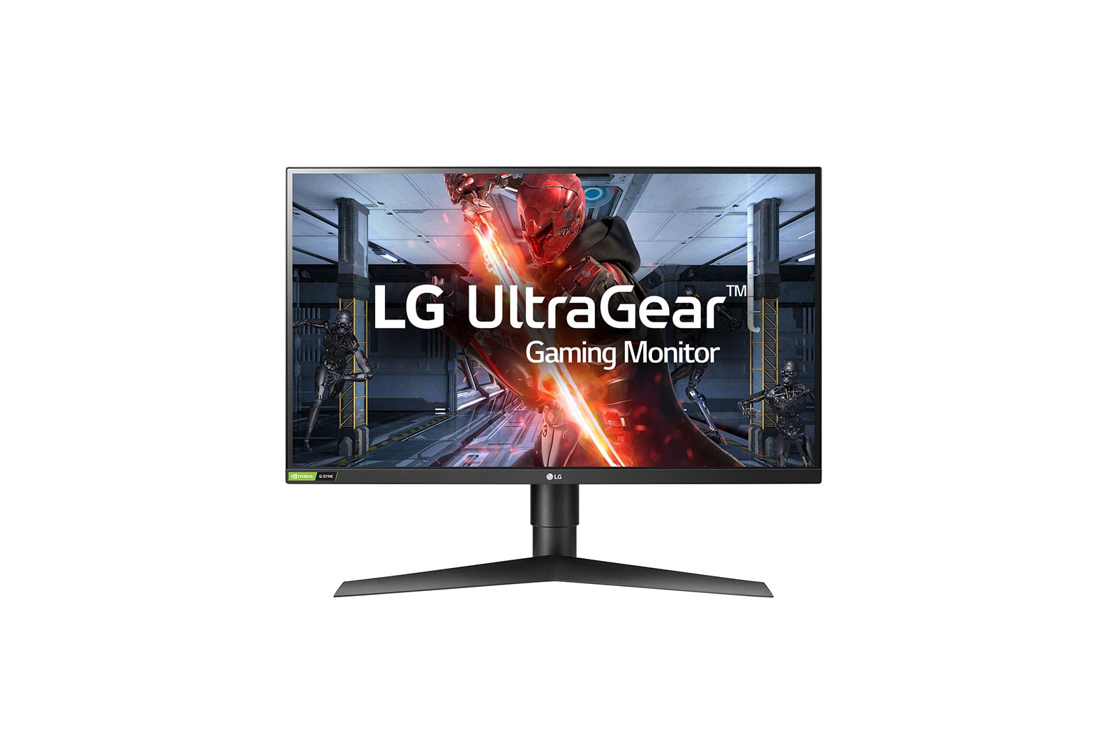 Visning forfra af LG 27GL850 27&#34; UltraGear™ nano-IPS-spilleskærm på 1 ms med G-Sync®-kompatibilitet 27GL850
