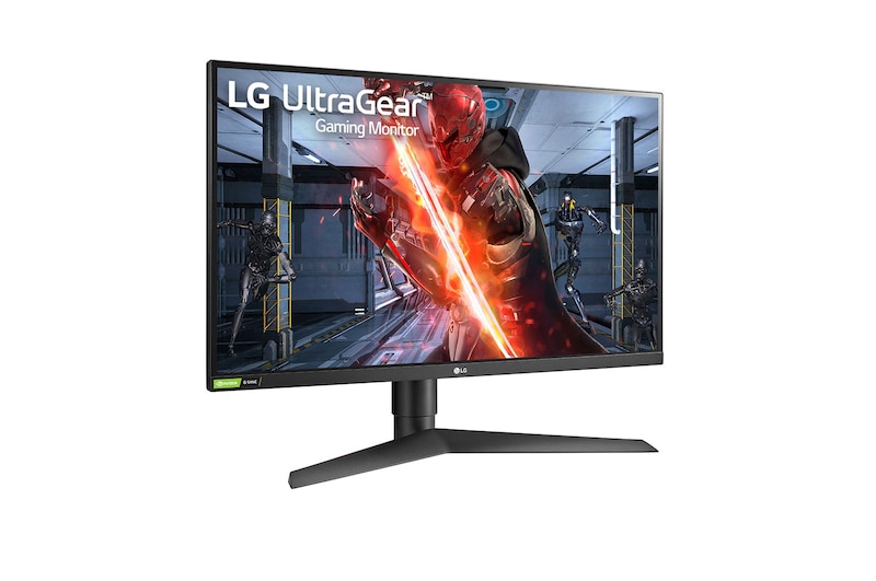 LG 27” UltraGear FHD IPS 1 ms 240Hz G-Sync-kompatibel HDR10 3-sidet virtuelt kantløs gaming-skærm, 27GN750-B