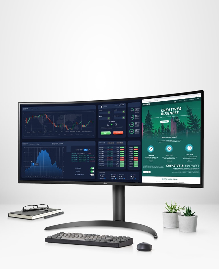 Redigér og kør forskellige programmer med 34" 21:9 LG UltraWide™ QHD-skærmen.