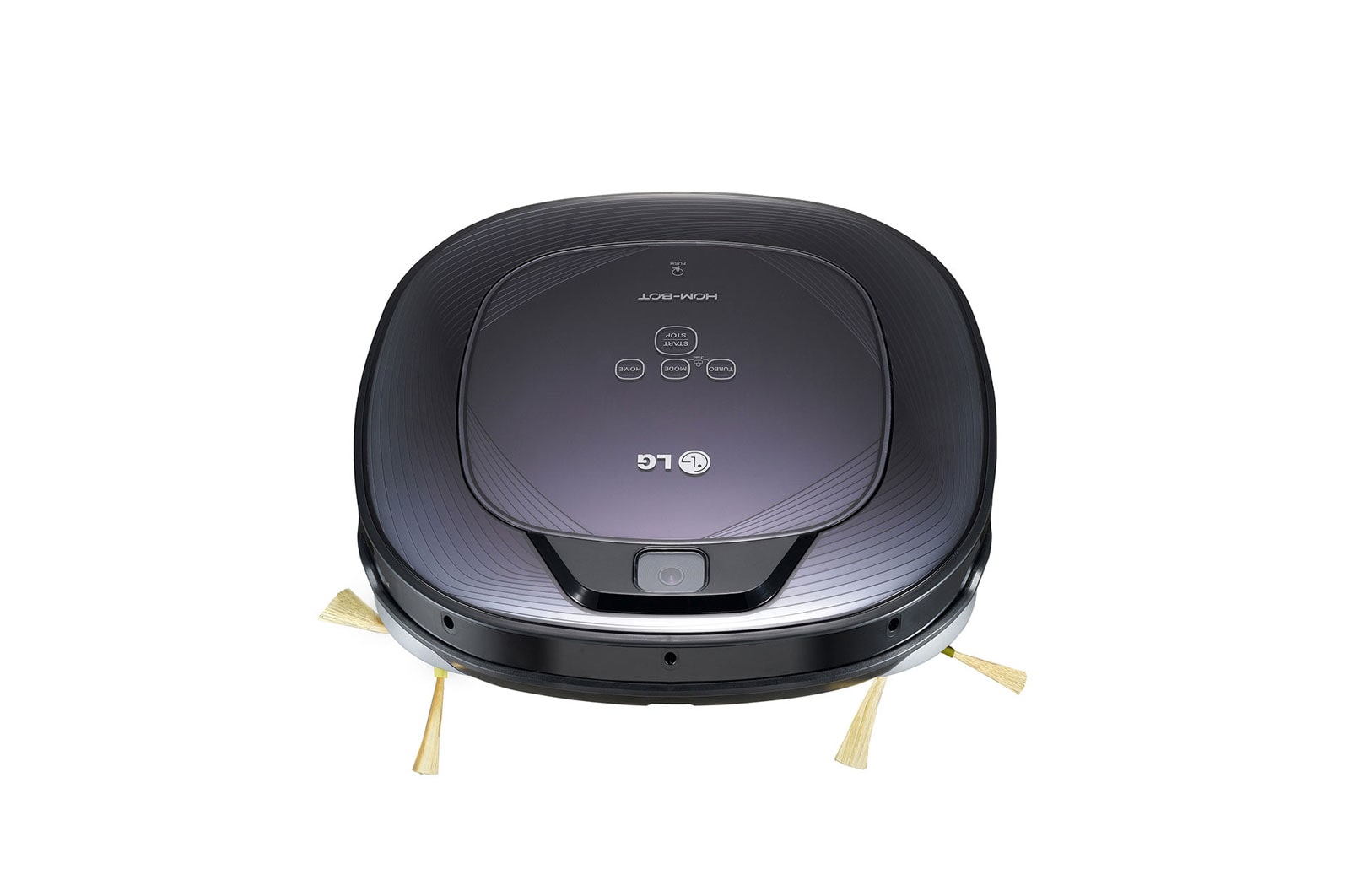 Visning forfra af Ny robotstøvsuger i ocean black red farve med Smart Inverter Motor™ og alligevel grundig rengøring af hjørner VR6270LVOB