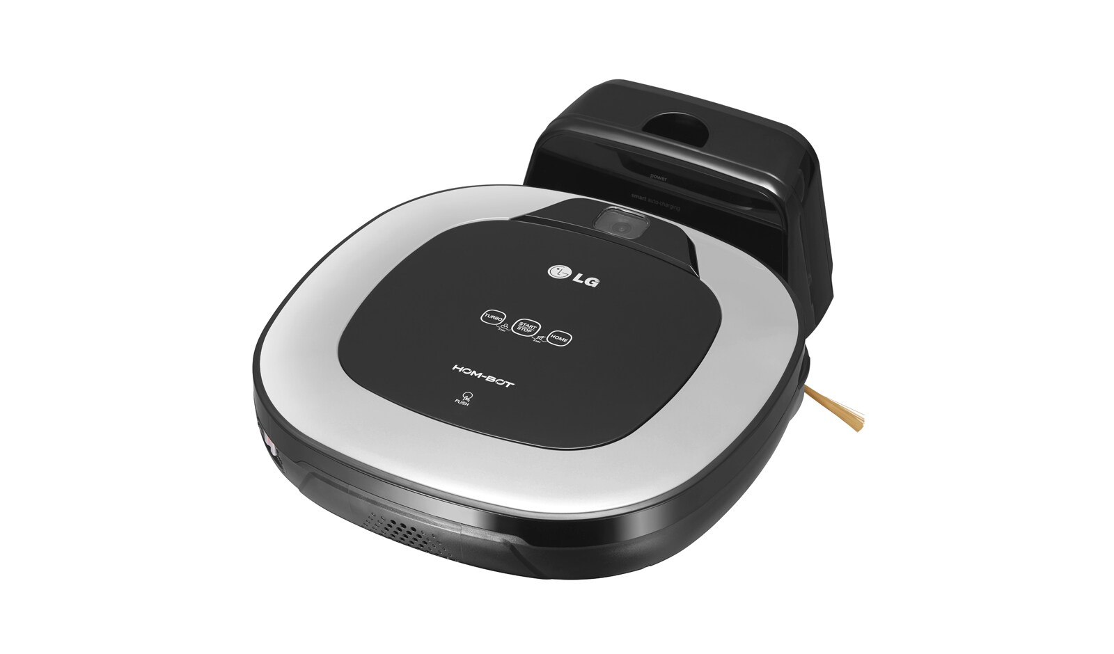 LG Effektiv rengøring i hjørner med sit firkantede design og ekstra lange børster. Lavt lydniveau og støvbeholder som er nem at tømme., VR6340LV