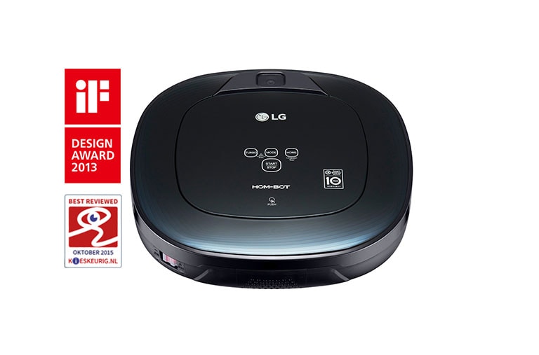 Visning forfra af Ny robotstøvsuger i ocean black farve med Smart Inverter Motor ™ og alligevel grundig rengøring af hjørner VR8600OB