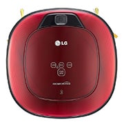 Visning forfra af Ny robotstøvsuger i ruby red farve med Smart Inverter Motor™ og alligevel grundig rengøring af hjørner VR8601RR