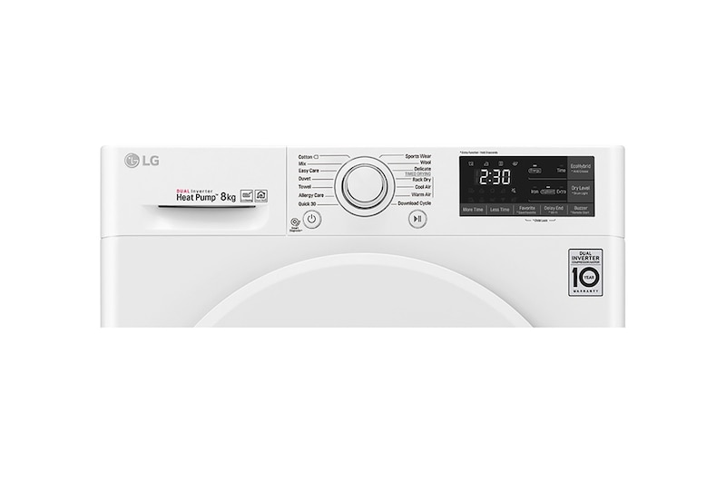 LG 8-kg DUAL Inverter Heat Pump™ -tørretumbler med ™ Eco Hybrid™ og Varmepumpe Teknologi, FDRC308N0W9