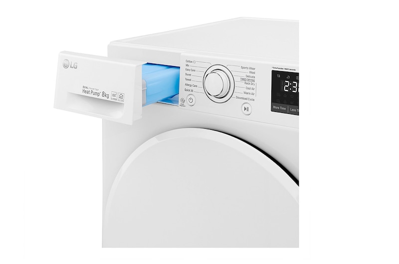 LG 8-kg DUAL Inverter Heat Pump™ -tørretumbler med ™ Eco Hybrid™ og Varmepumpe Teknologi, FDRC308N0W9