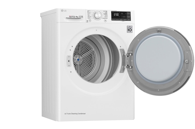 LG 8-kg DUAL Inverter Heat Pump™ -tørretumbler med ™ Eco Hybrid™ og Varmepumpe Teknologi, FDRC308N0W9