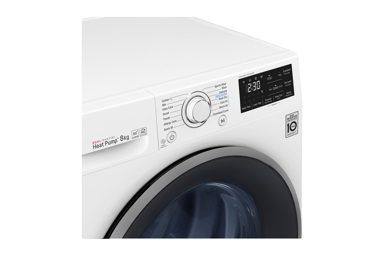 LG 8-kg DUAL Inverter Heat Pump™ -tørretumbler med ™ Eco Hybrid™ og Varmepumpe Teknologi, FDRC308N1W9