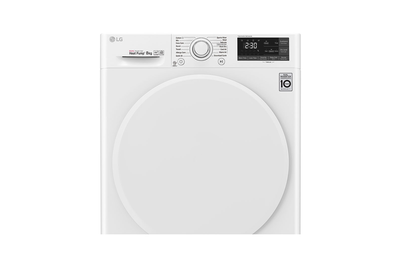 LG 8-kg DUAL Inverter Heat Pump™ -tørretumbler med ™ Eco Hybrid™ og Varmepumpe Teknologi, RC80S2AV0W