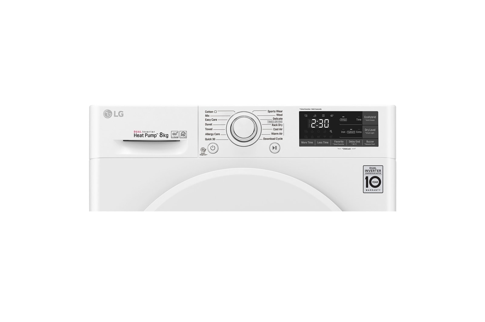 LG 8-kg DUAL Inverter Heat Pump™ -tørretumbler med ™ Eco Hybrid™ og Varmepumpe Teknologi, RC80U2AV0W