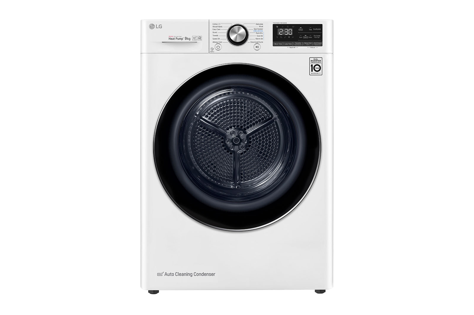 Visning forfra af 9-kg DUAL Inverter Heat Pump™ -tørretumbler med ™ Eco Hybrid™ og Varmepumpe Teknologi RV9DN9029