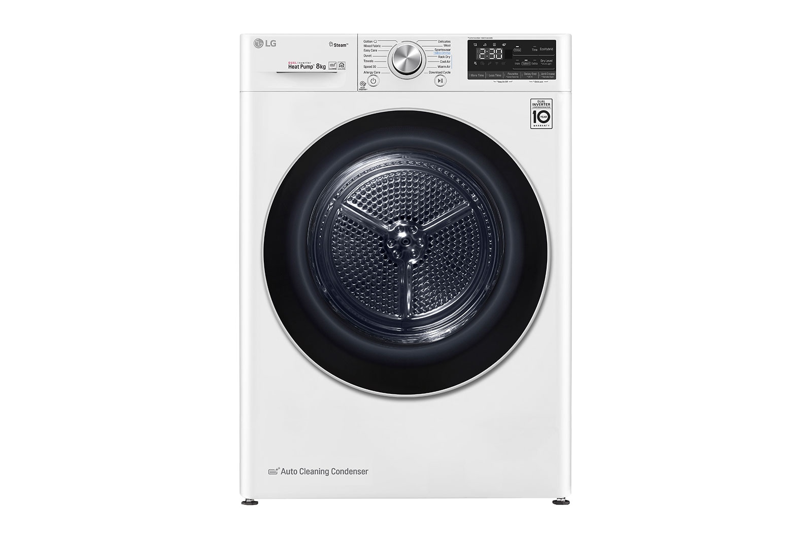 Visning forfra af 8-kg DUAL Inverter Heat Pump™ -tørretumbler med ™ Eco Hybrid™ og Varmepumpe Teknologi S0RV708N1W9