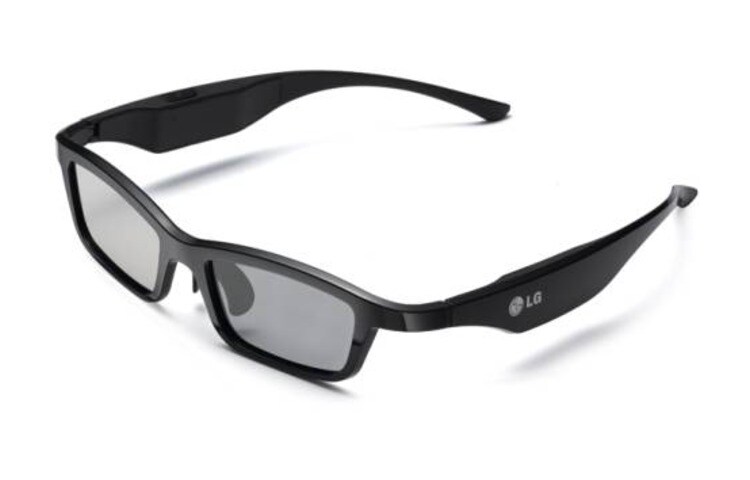 Visning forfra af Aktive 3D-briller til 2012 LG 3D-plasma-tv. AG-S350