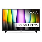 Vy framifrån av LG:s TV med full HD med inbäddad bild och produktlogotypen på