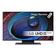 Visning forfra af LG 43&#39;&#39; UHD UR91 - 4K TV (2023) 43UR91006LA
