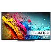 LG QNED TV, QNED86 set forfra med tekst fra LG QNED, Quantum Dot med NanoCell og 2024 på skærmen