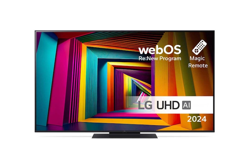Visning forfra af LG 55" UHD AI UT91 - 4K TV (2024) 55UT91006LA