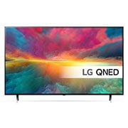 Et LG QNED TV vist forfra med udfyldningsbillede og produktlogo