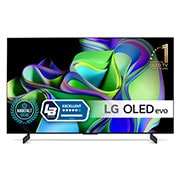 Visning forfra af LG 42&#39;&#39; OLED evo C3 - 4K TV (2023) OLED42C35LA
