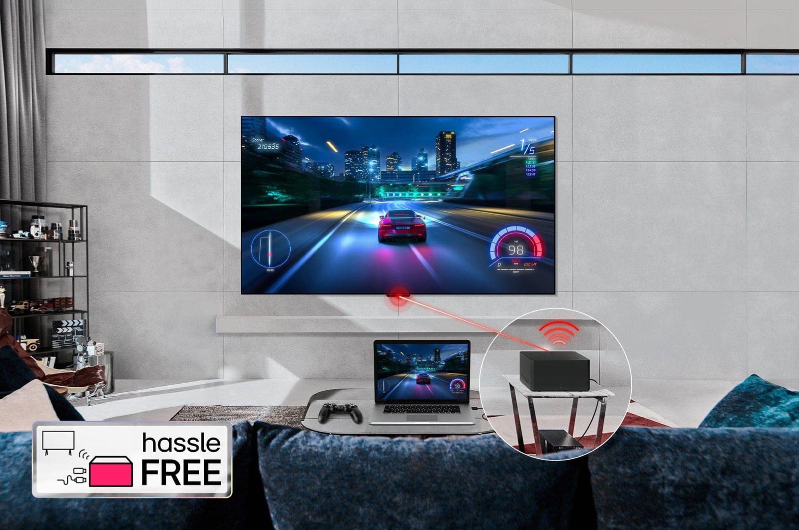 LG Verdens første ægte trådløse TV 77" LG OLED evo AI M4 med trådløs video- og lydoverførsel i 4K og 144 Hz , OLED77M49LA