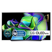 Visning forfra af LG 83&#39;&#39; OLED evo C3 - 4K TV (2023) OLED83C34LA