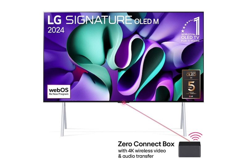 LG Ægte trådløst TV 97" LG SIGNATURE OLED M4 med video- og lydoverførsel i 4K og 120 Hz , OLED97M49LA