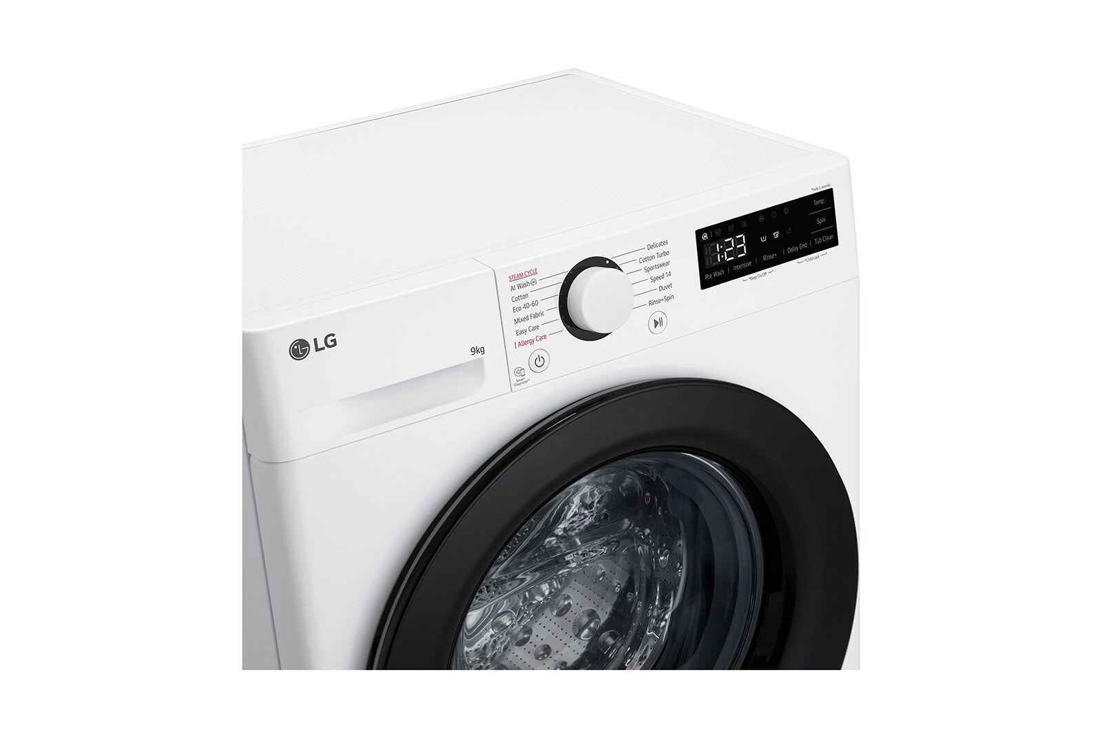 LG Slim 9 kg Vaskemaskin(Hvid) - Steam, Energiklasse A, AI DD™,  Smart Diagnosis™, 47,5cm dybde, F2Y5FYP6W