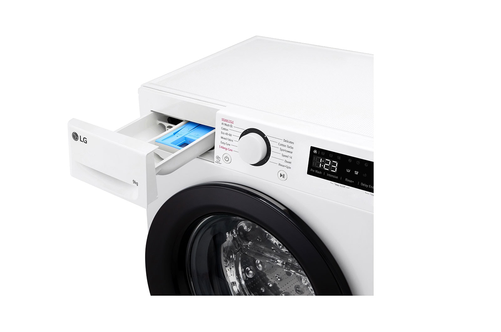 LG Slim 9 kg Vaskemaskin(Hvid) - Steam, Energiklasse A, AI DD™,  Smart Diagnosis™, 47,5cm dybde, F2Y5FYP6W
