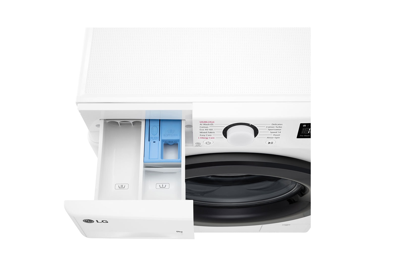 LG Slim 9 kg Vaskemaskin(Hvid) - Steam, Energiklasse A, AI DD™,  Smart Diagnosis™, 47,5cm dybde, F2Y5FYP6W